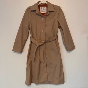 Vintage London Fog Tan Trench Coat 70’s Belted Water Resistant 6P Removable Cap